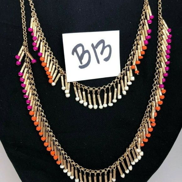 INC MULTI Gold Pink Orange Bead Chain Necklace NWT - Picture 5 of 7
